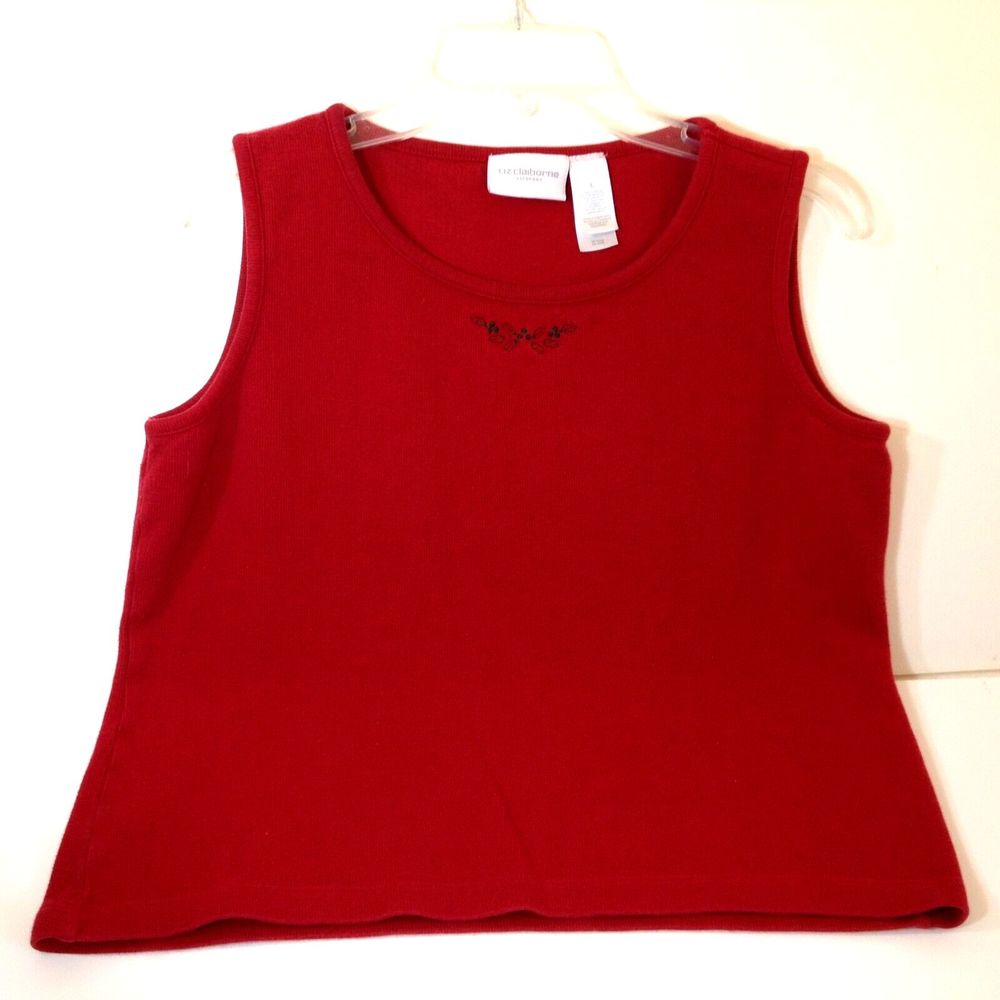 Liz Claiborne Sport Red  Pullover Cotton Sweater Vest Womens Size Large